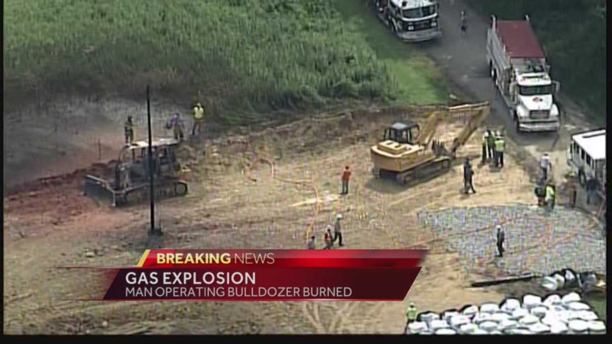 Pipeline explodes after ruptured by bulldozer
