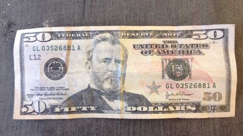 Fake 50 on sale dollar bill