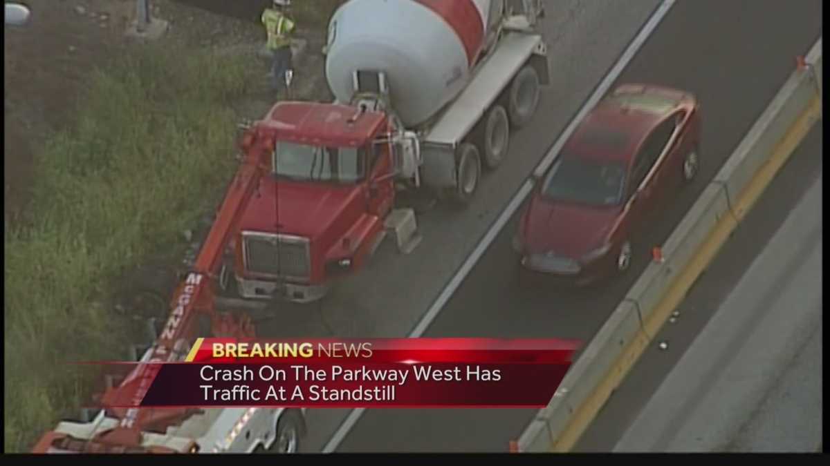 Cement truck accident snares traffic on Parkway West