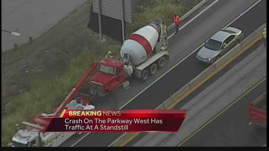 Cement truck accident snares traffic on Parkway West