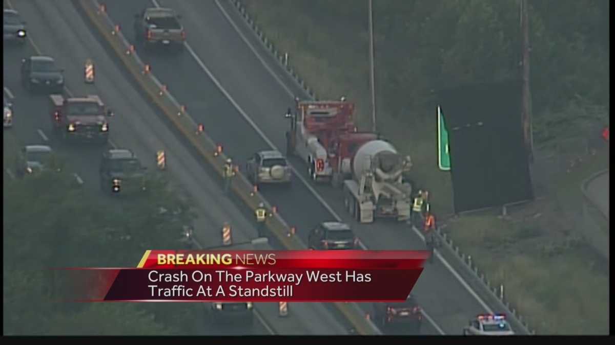 Cement truck accident snares traffic on Parkway West