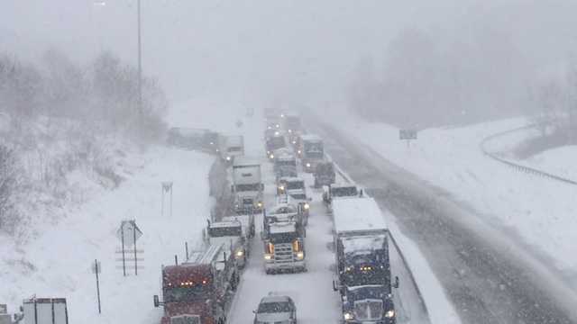 Photos: Tractor-trailers involved in big pileup on snowy Interstate 70