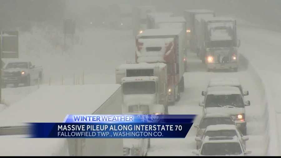 Photos Tractortrailers involved in big pileup on snowy Interstate 70