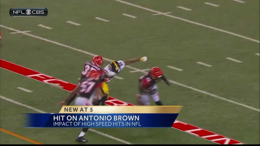 Antonio Brown suffered a concussion on a late hit by Vontaze Burfict.