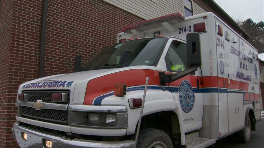 An ambulance from Ross/West View EMS.