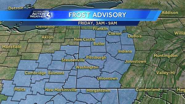 Frost advisory issued in Western Pennsylvania