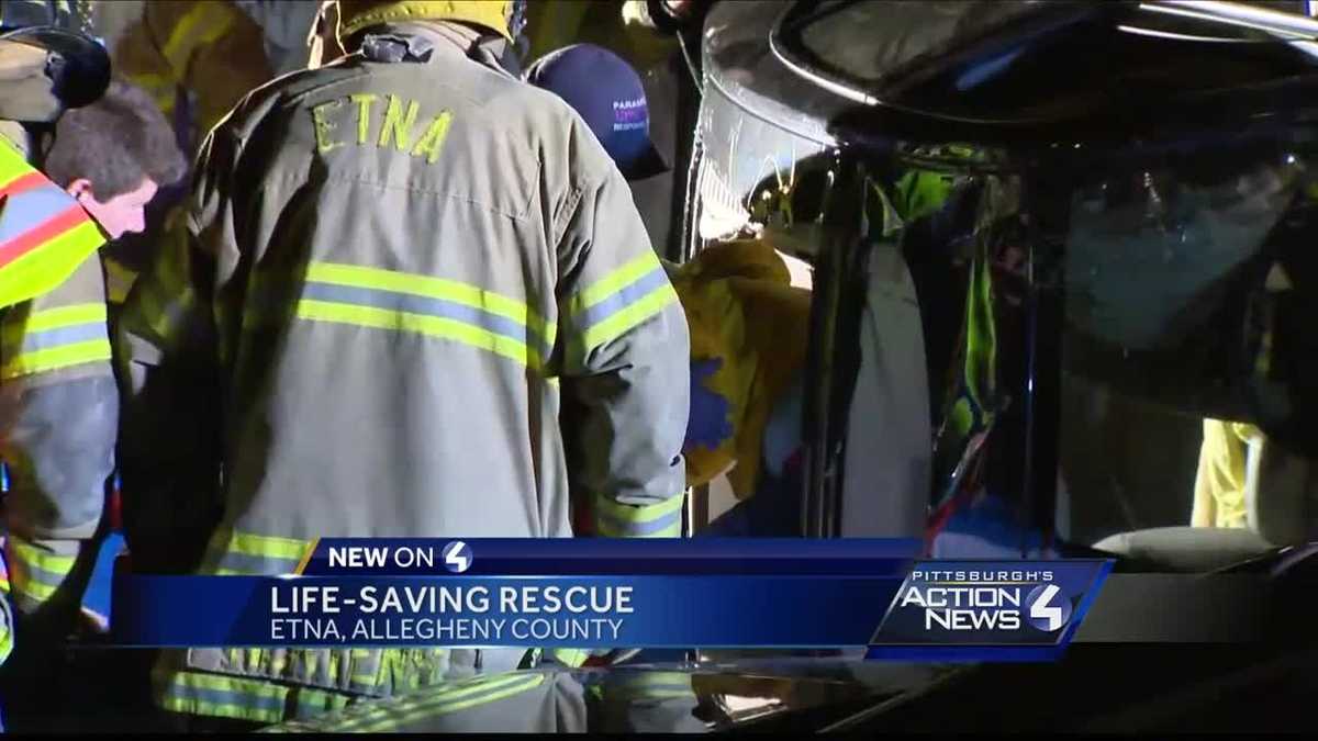 Woman rescued after crash in Etna