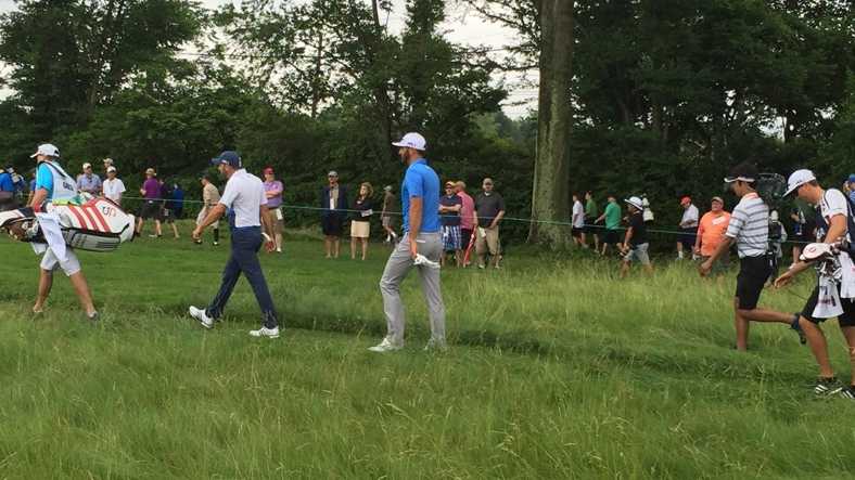 Dustin Johnson, after teeing off at the second hole.