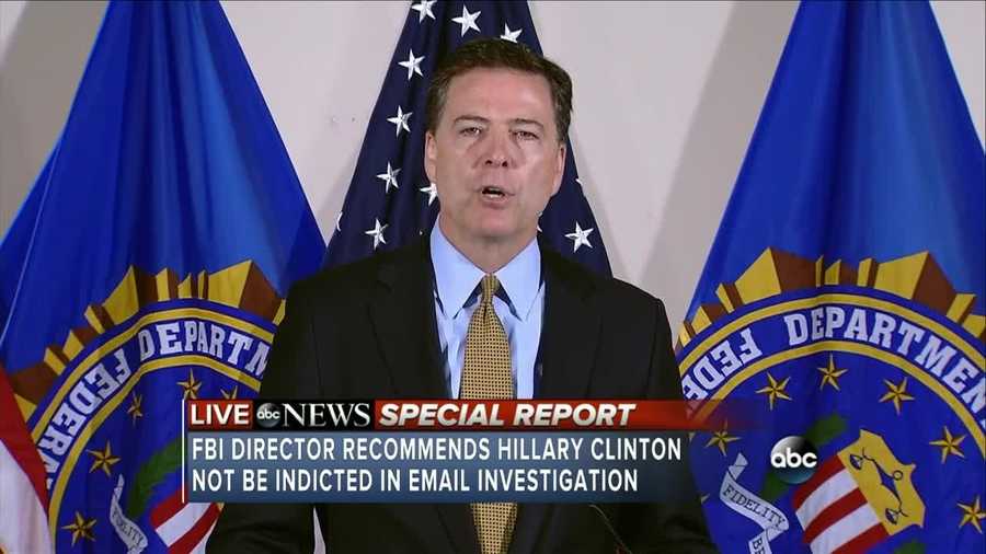 Watch the whole news conference where FBI Director recommends Hillary Clinton not be indicted in email investigation.