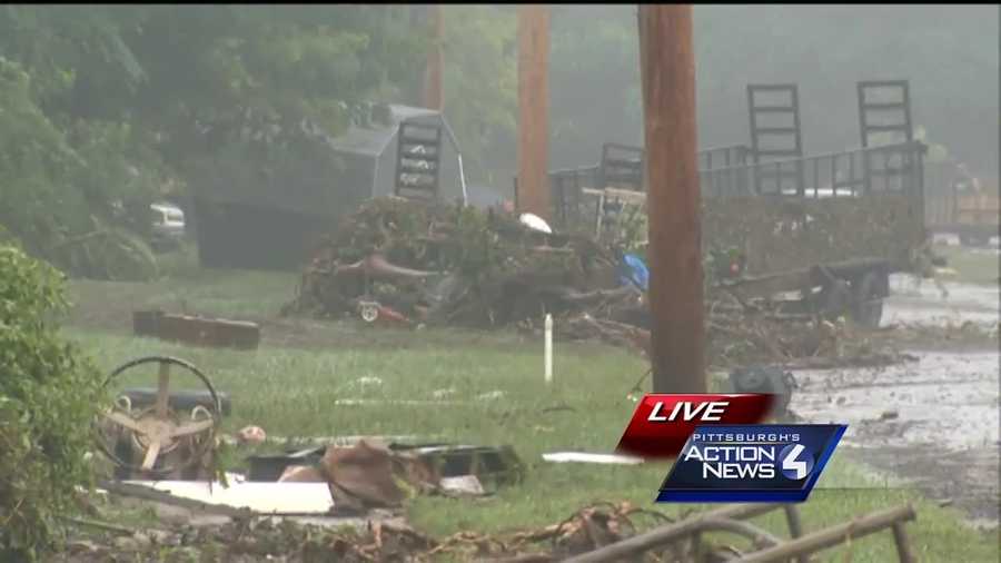 Severe thunderstorms led to flooding that caused damage all over Connell Avenue in Connellsville.