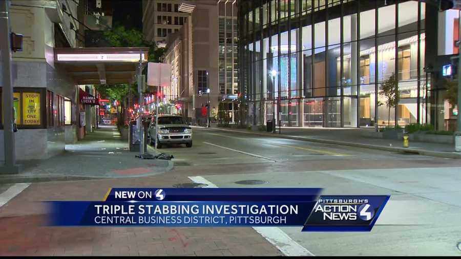 Police say a fight led to a triple stabbing in Downtown Pittsburgh