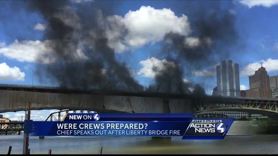 who responded to the massive fire that threatened to destroy the Liberty Bridge in September saw no evidence of fire extinguishers on the bridge, Pittsburgh’s fire chief says.