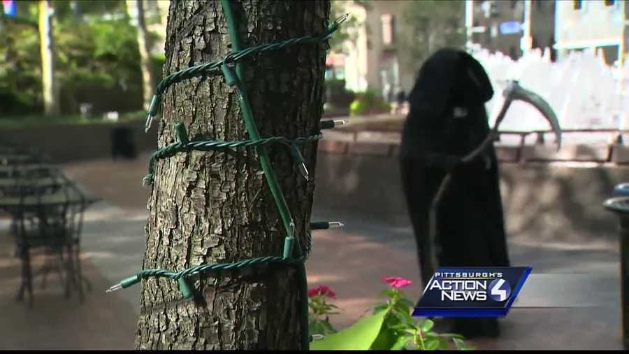 The Grim Reaper has come to downtown Pittsburgh -- but instead of looking for new victims, he's actually trying to make you "Look Alive."