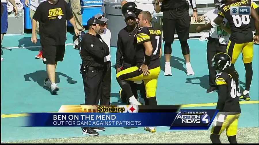 Ben Roethlisberger on the sideline after suffering a knee injury.