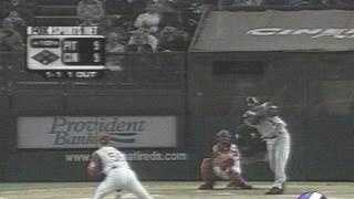 April 2001: Kevin Young hits a home run for the Pirates.