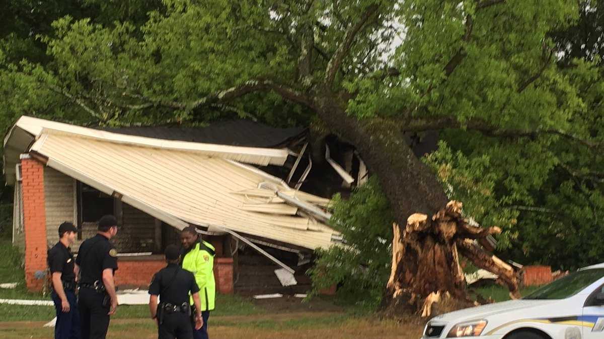 Tree falls on Ensley home as storms roll through