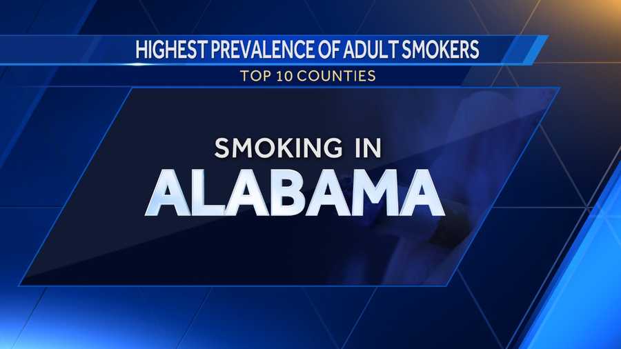 Top 10 Alabama counties with the highest prevalence of adult smokers