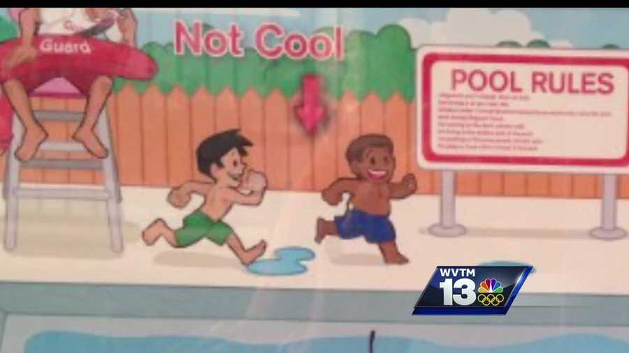 The American Red Cross is apologizing after a poster for swimming safety appeared on the internet and many f olks became outraged.