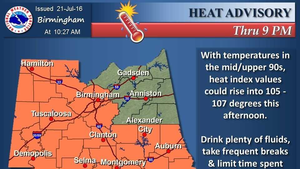 Heat advisory issued for Thursday