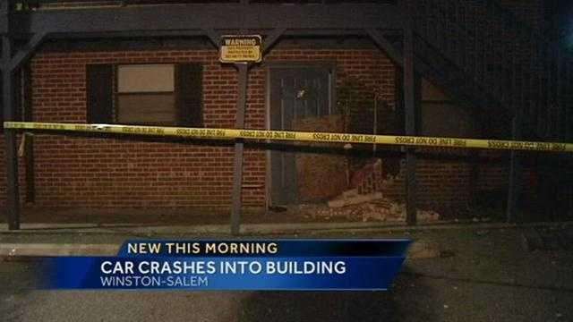 A driver says he accidentally hit the gas pedal and ended up crashing into a Winston-Salem apartment complex.