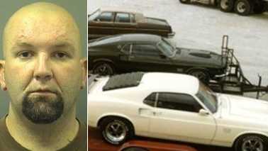 Daryl Lyerly and recovered Mustang (Rowan County Sheriff's Office)