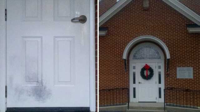 The result of the arson attempt at Bethel United Methodist Church can be seen on the left. (Rich Cisney/WXII)