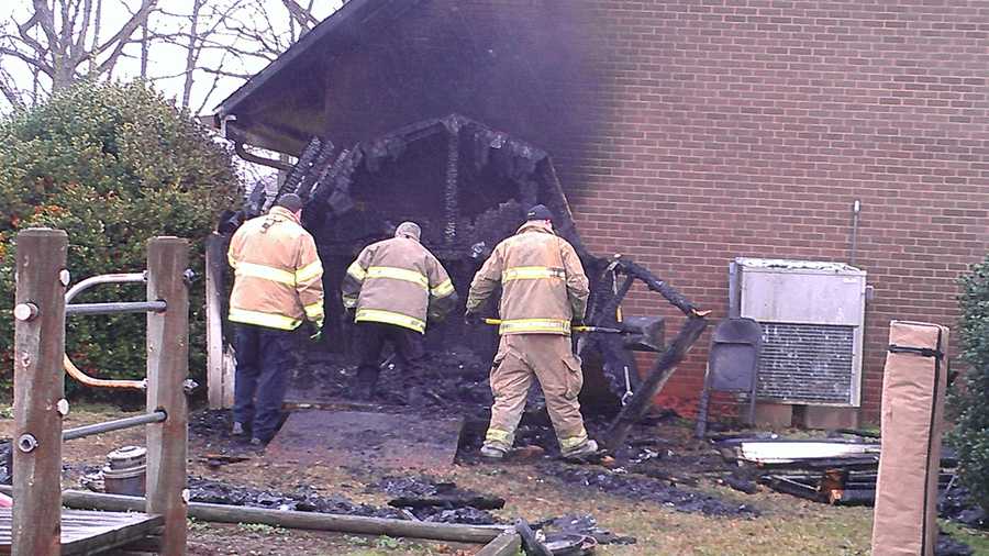 Crews are investigating Wednesday morning's fire at Bethany United Methodist Church. (Photo by WXII's Doug Miller)