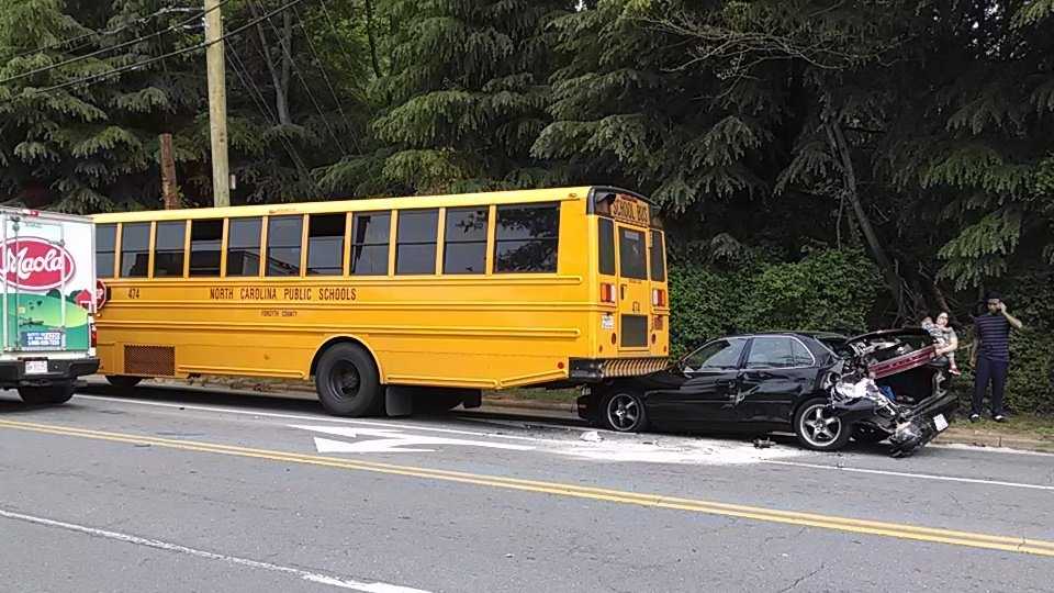 W-S school bus rear-ended by vehicle