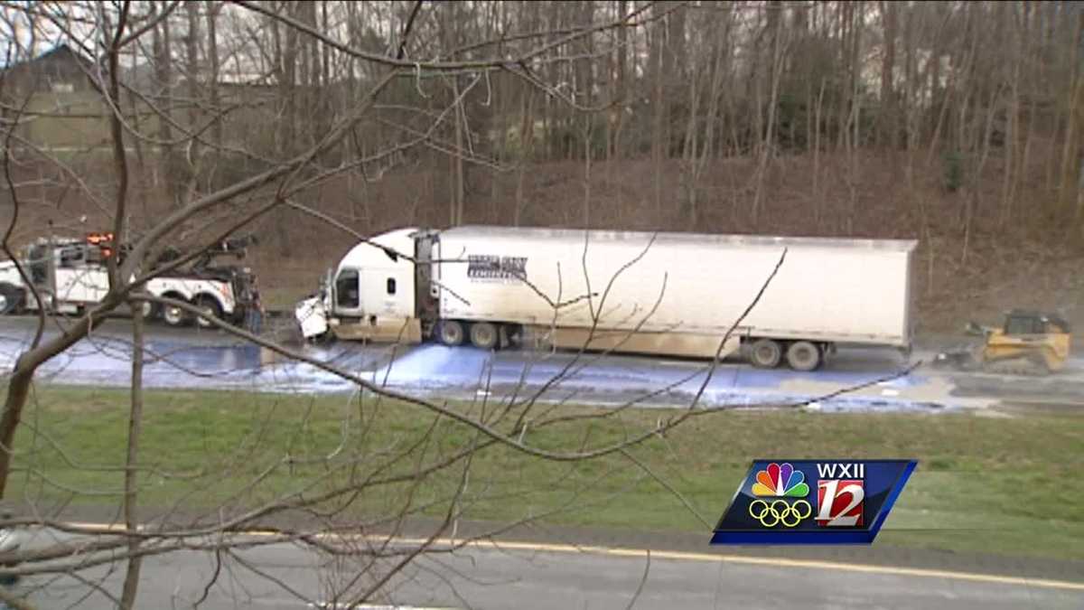 Crash, spill close I77 north in Surry County