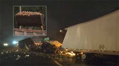 Truck Crash Potato Spill Close Nc Interstate Lanes