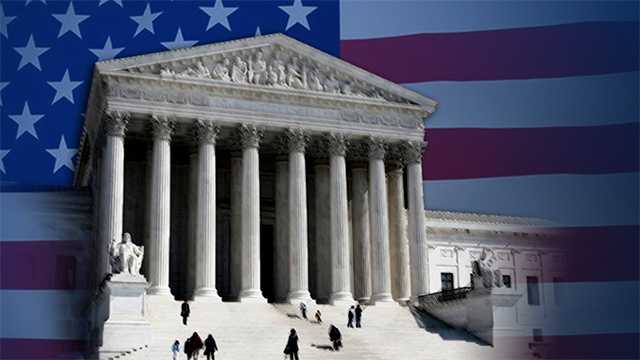 US Supreme Court with American Flag