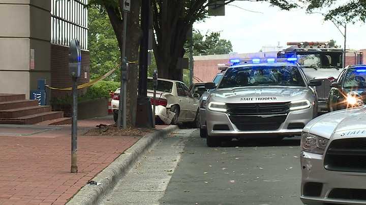 Chase ends in downtown Winston-Salem crash