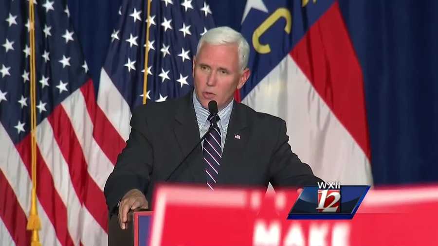 Republican vice-presidential candidate Gov. Mike Pence speaks at a campaign rally in downtown Winston-Salem.