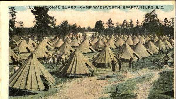 Bird's eye view of the tent city (Camp Wadsworth, Spartanburg)