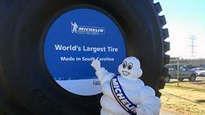 First giant tire made at Upstate plant hits the road