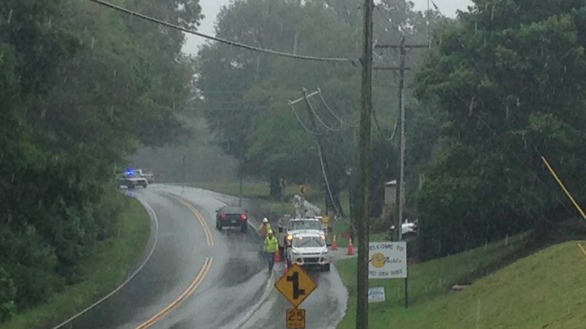 Downed power lines forced road closure