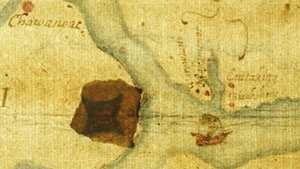 John White's "La Virginea Pars" map with secret marking