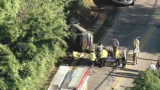 Sky 4 pictures: Car flips on side, one person injured