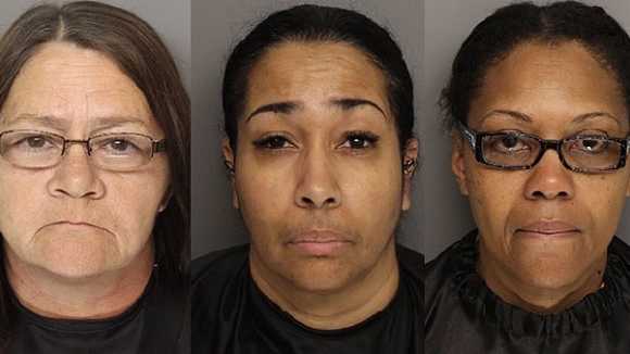 Tracy Mathis, Lisa Wells, Harriett Williams: Accused of stealing from retirement community clients