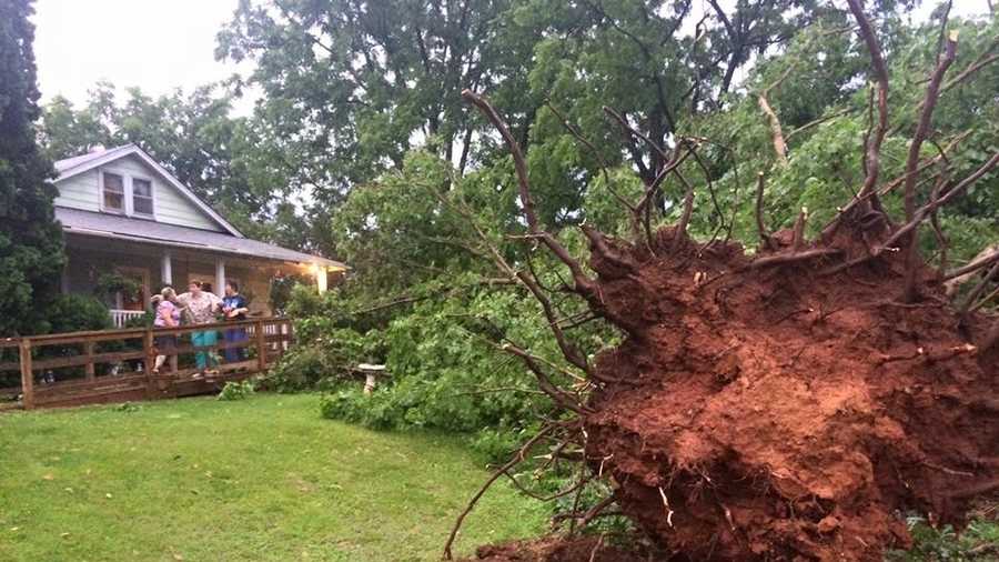 The National Weather Service is surveying some damage in Western North Carolina after Monday night's storms.