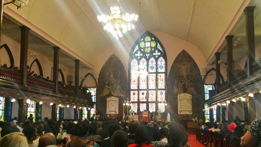A church service started at 9 a.m. at Emanuel AME.