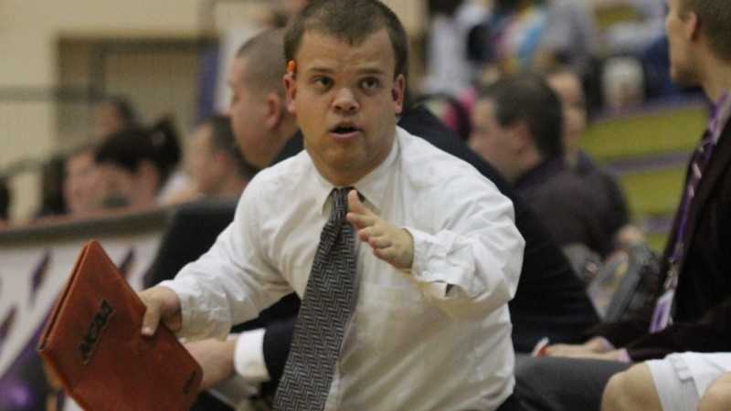 David Bentley coaches from the sidelines at a Anderson University basketball game.