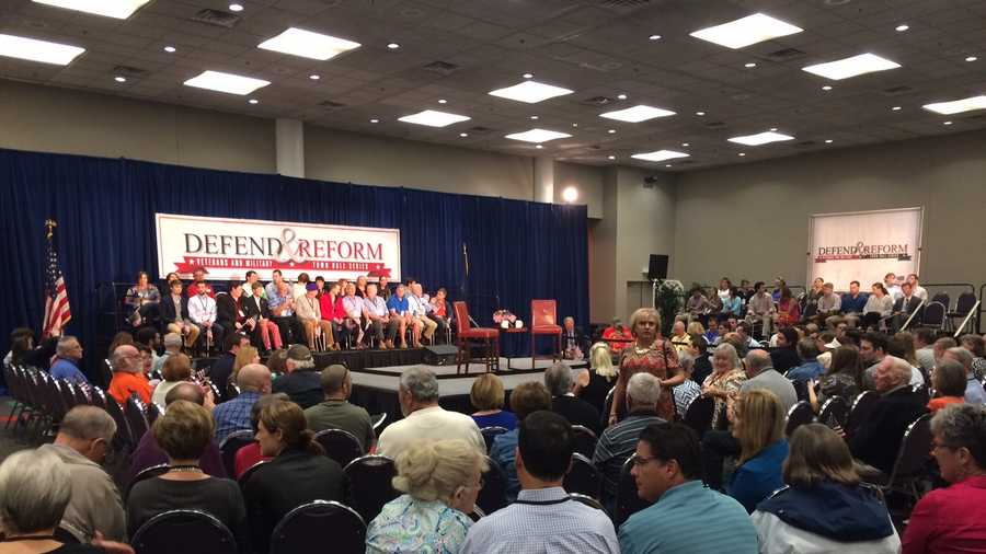 GOP presidential candidate Marco Rubio takes part in town hall with veterans. 