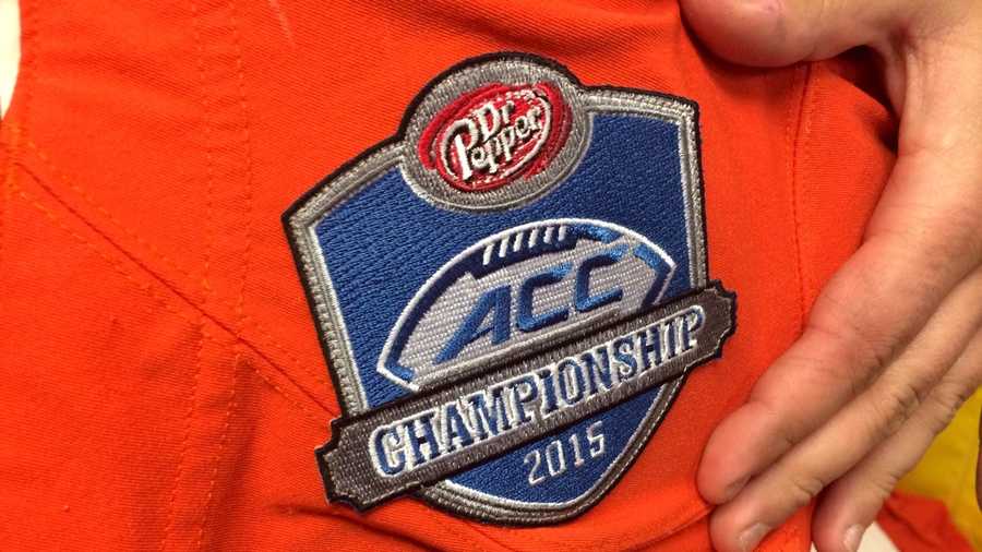ACC Championship patches sewn on.Clemson will be wearing orange on Saturday.