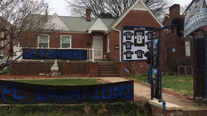 North Carolina Panthers fan offers lawn decoration for Super Bowl 50