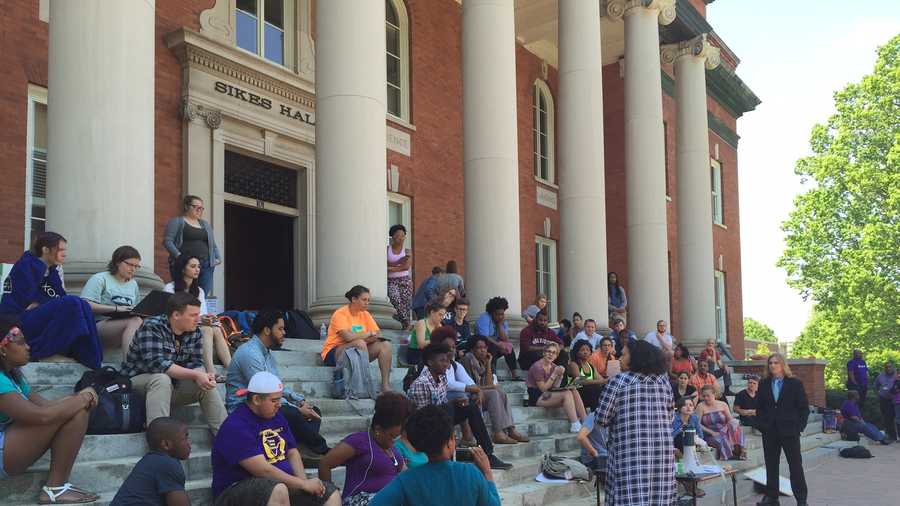 Eight day of protests at Sikes Hall. 