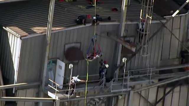 Formworker Rescue From Fall Pictures: Worker rescued after falling from scaffolding