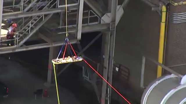 Formworker Rescue From Fall Pictures: Worker rescued after falling from scaffolding