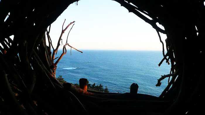 Treebones in Big Sur has this human nest overlooking the Pacific Ocean. 