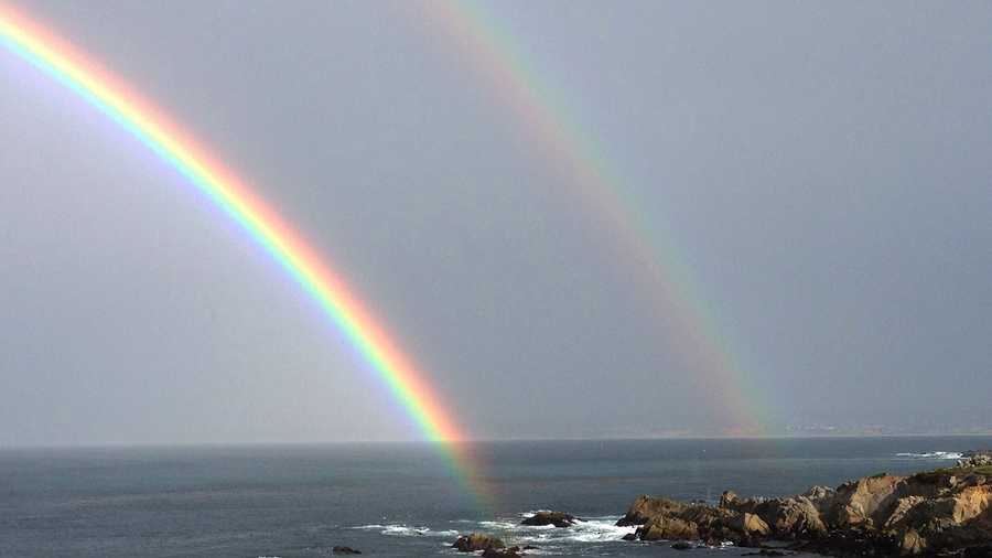 Beautiful rainbows formed between rainstorms in Pacific Grove.